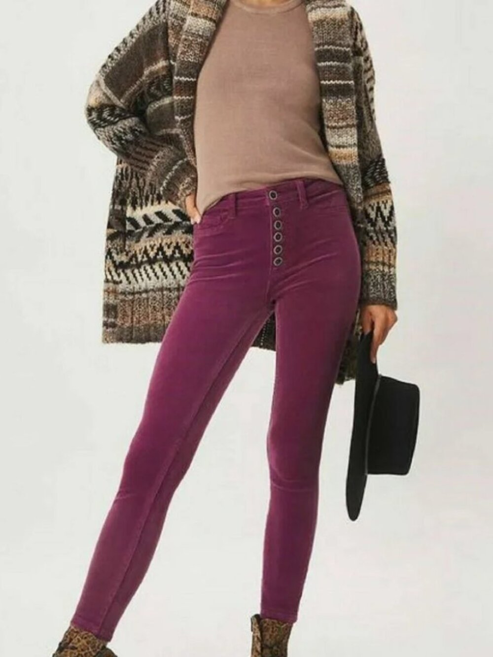 Anthropologie Pilcro Mulberry High Rise Skinny Corduroy Pants 22W NWT